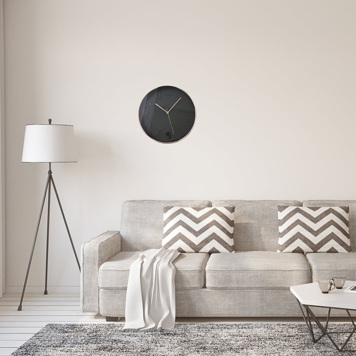 Horloge Ronde 30.5Cm Noire Cuivree