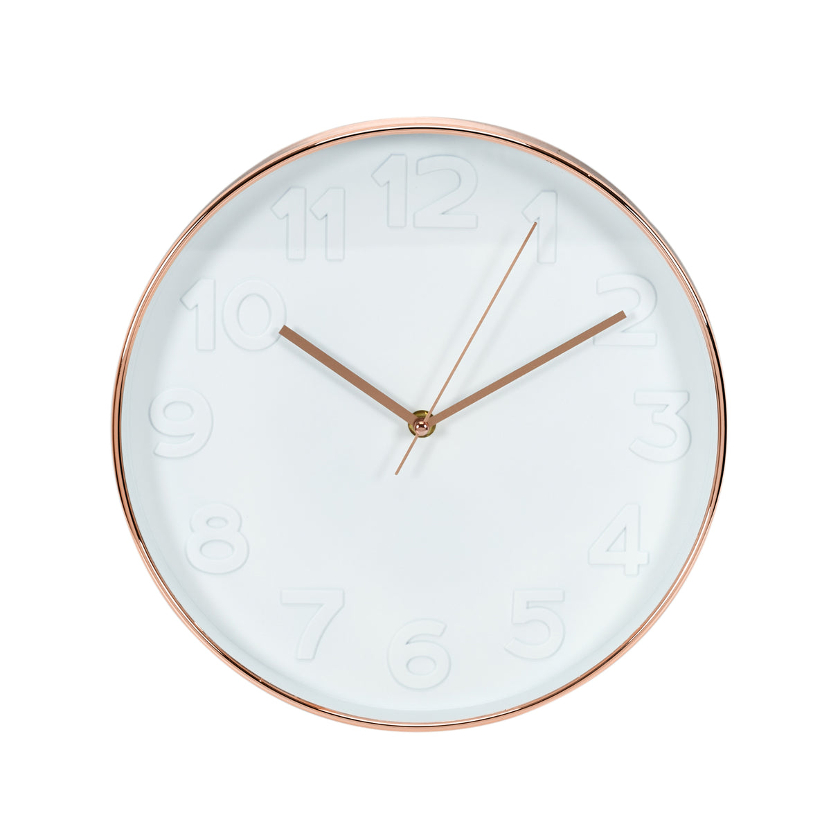 Horloge Ronde 30.5Cm Blanche Cuivree