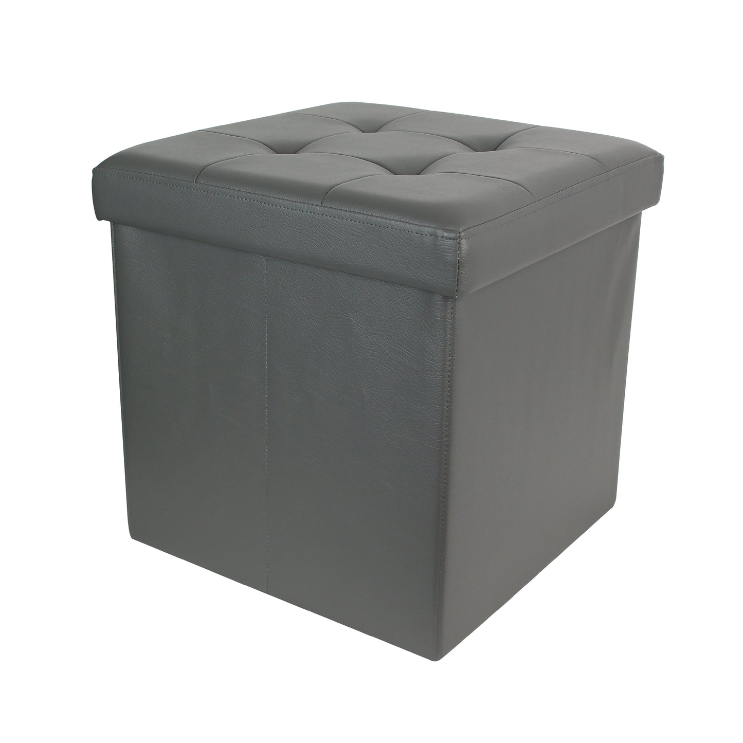 Coffre Pouf Pliable Pu Gris