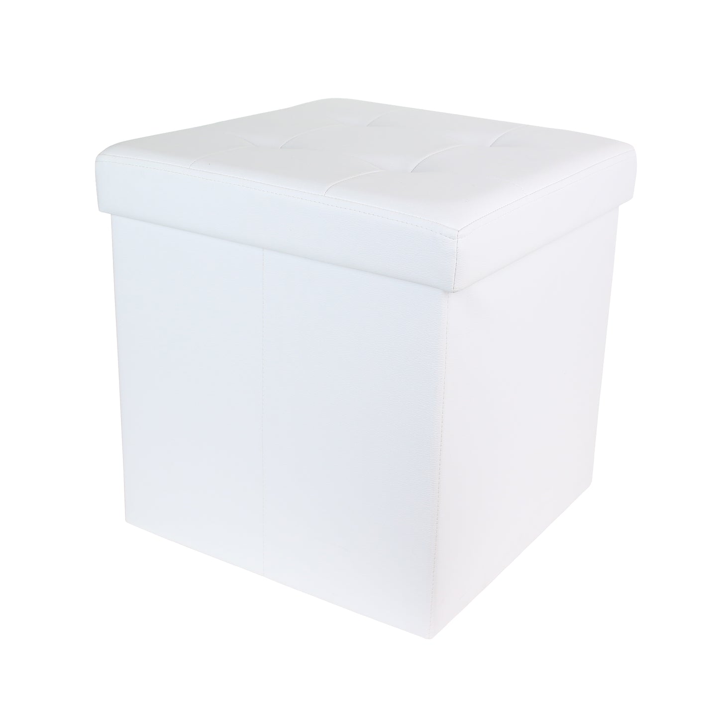 Coffre Pouf Pliable Pu Blanc