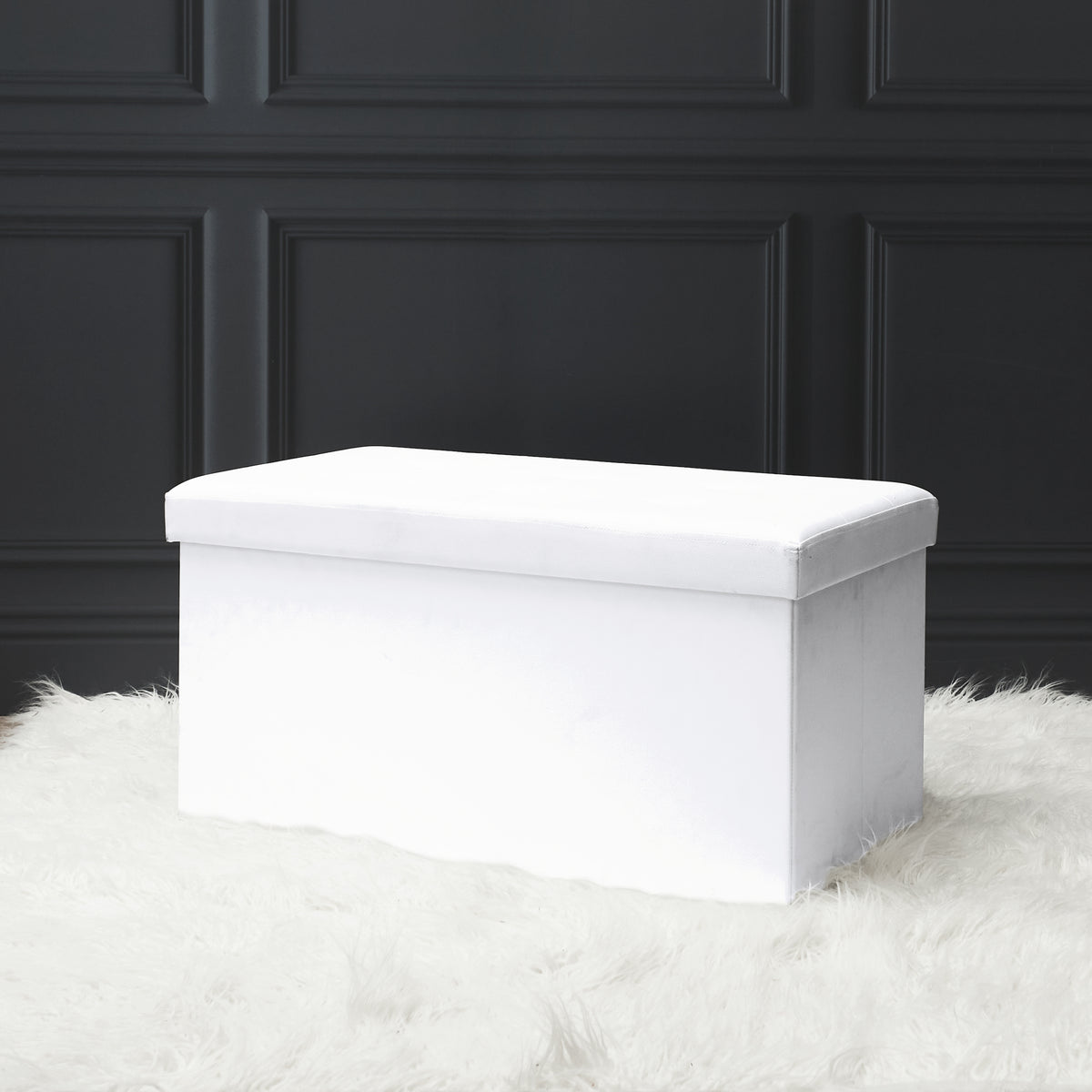 Coffre Banc Pliable Pu Blanc