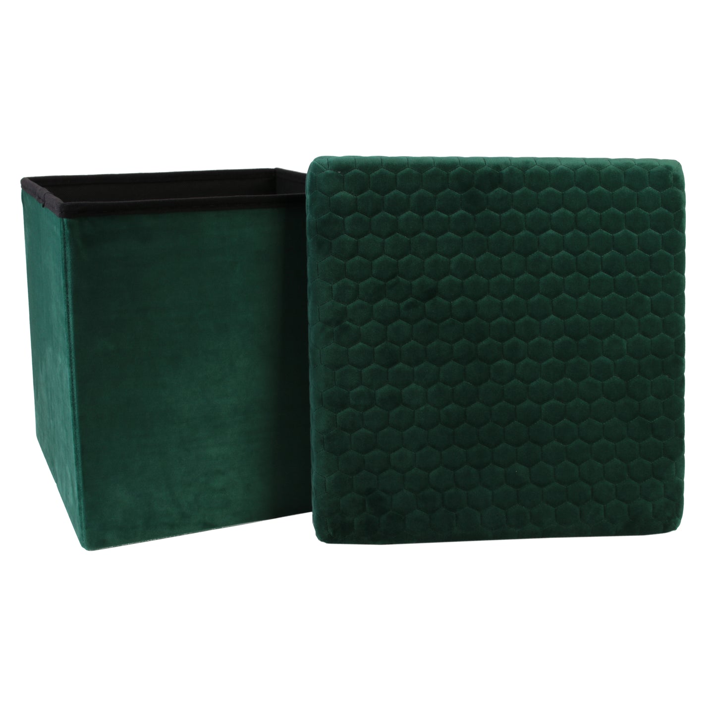 Coffre Pouf Pliable Velours Vert