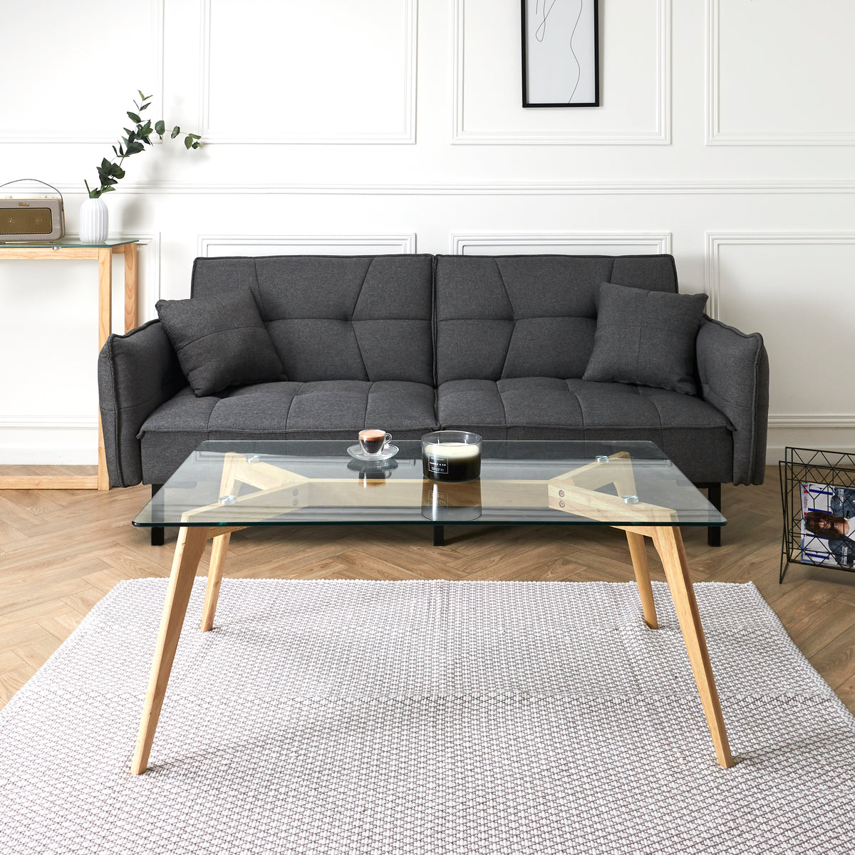 Table Rectangulaire En Verre 110X60X45Cm