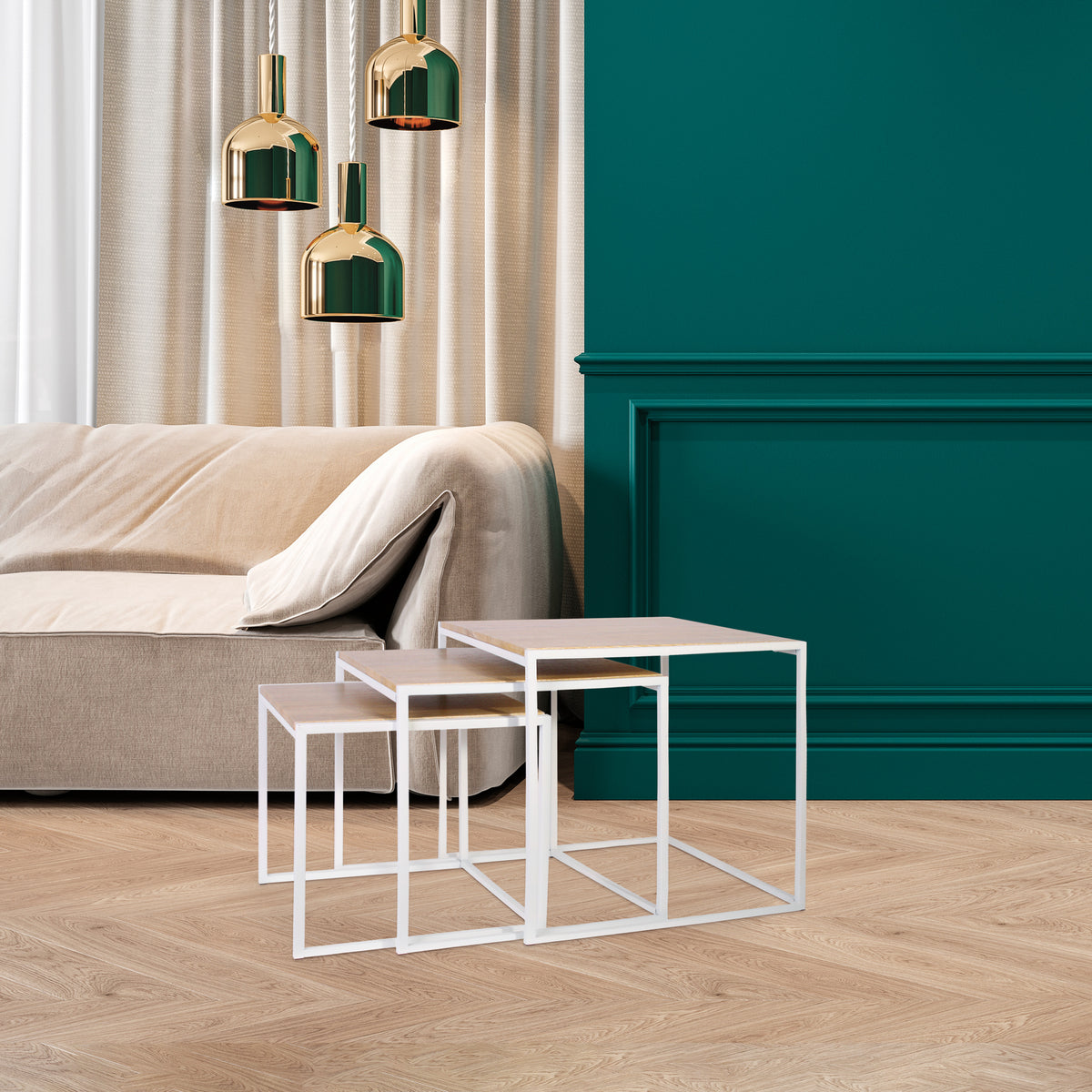 Table Gigogne Carree Blanche X3