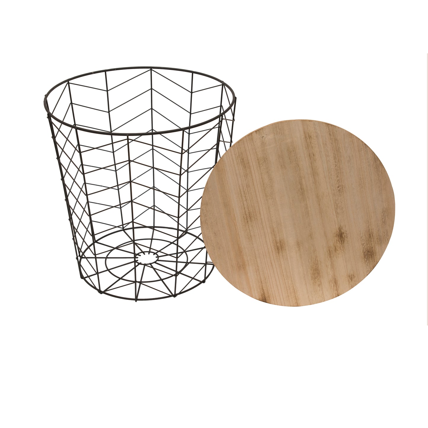 Table Filaire Bois Et Metal Noir Motif Chevron