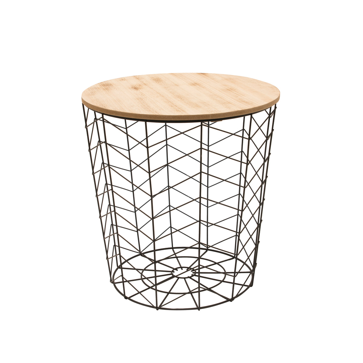 Table Filaire Bois Et Metal Noir Motif Chevron