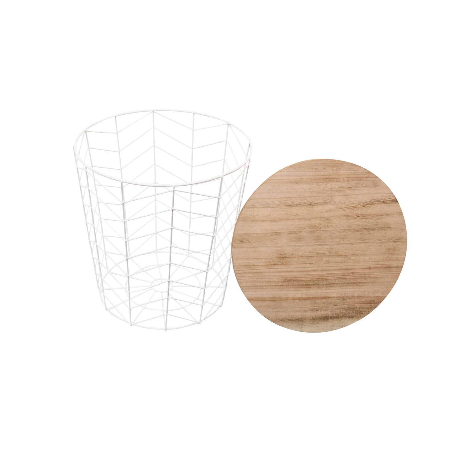 Table Filaire Bois Et Metal Blanc Motif Chevron