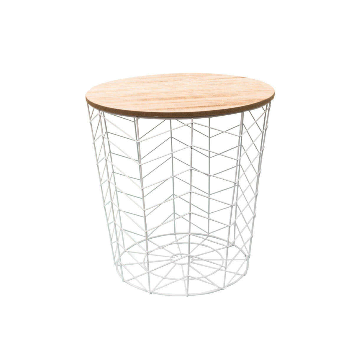 Table Filaire Bois Et Metal Blanc Motif Chevron