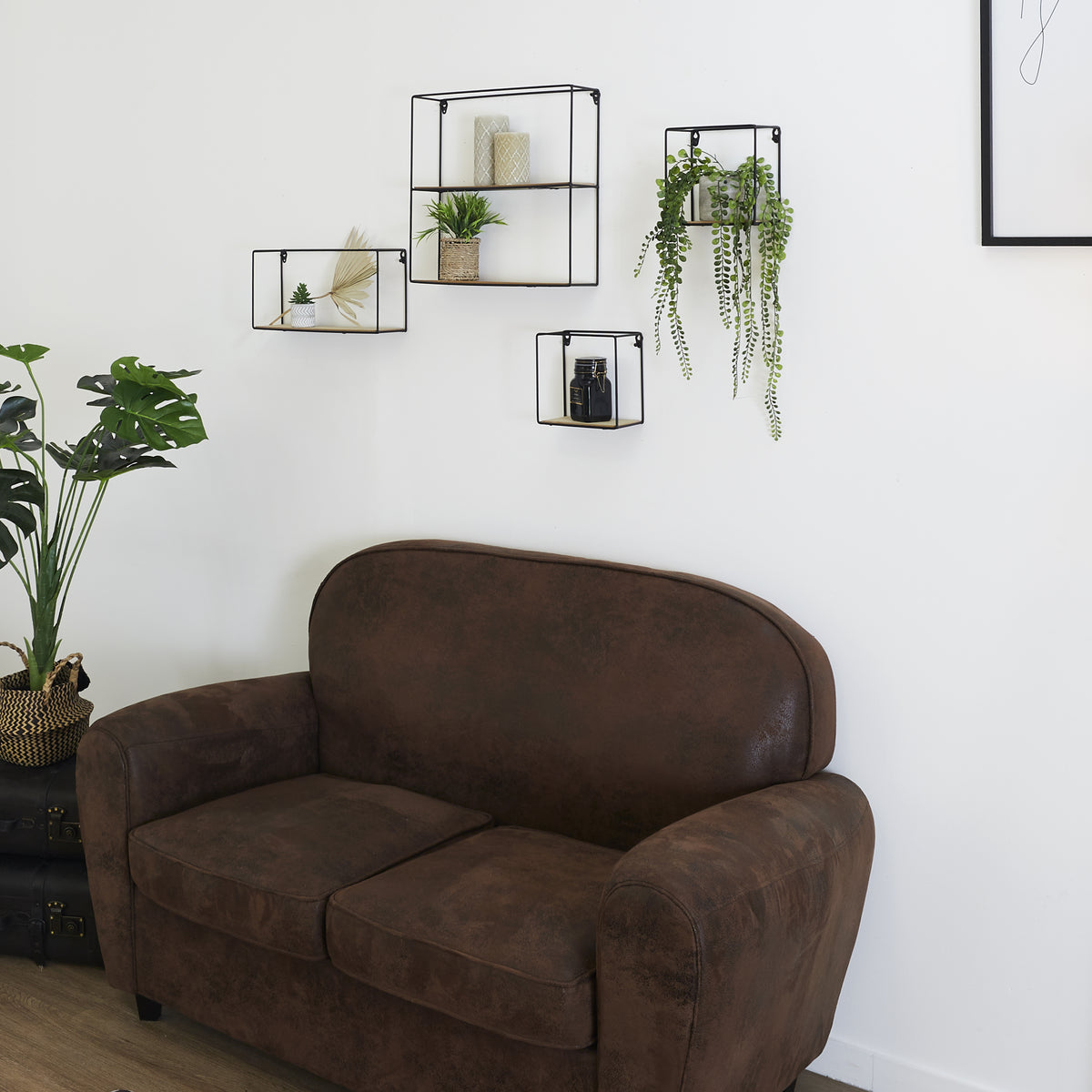 Etagere 4 Pieces Bois Metal 38X38X10Cm