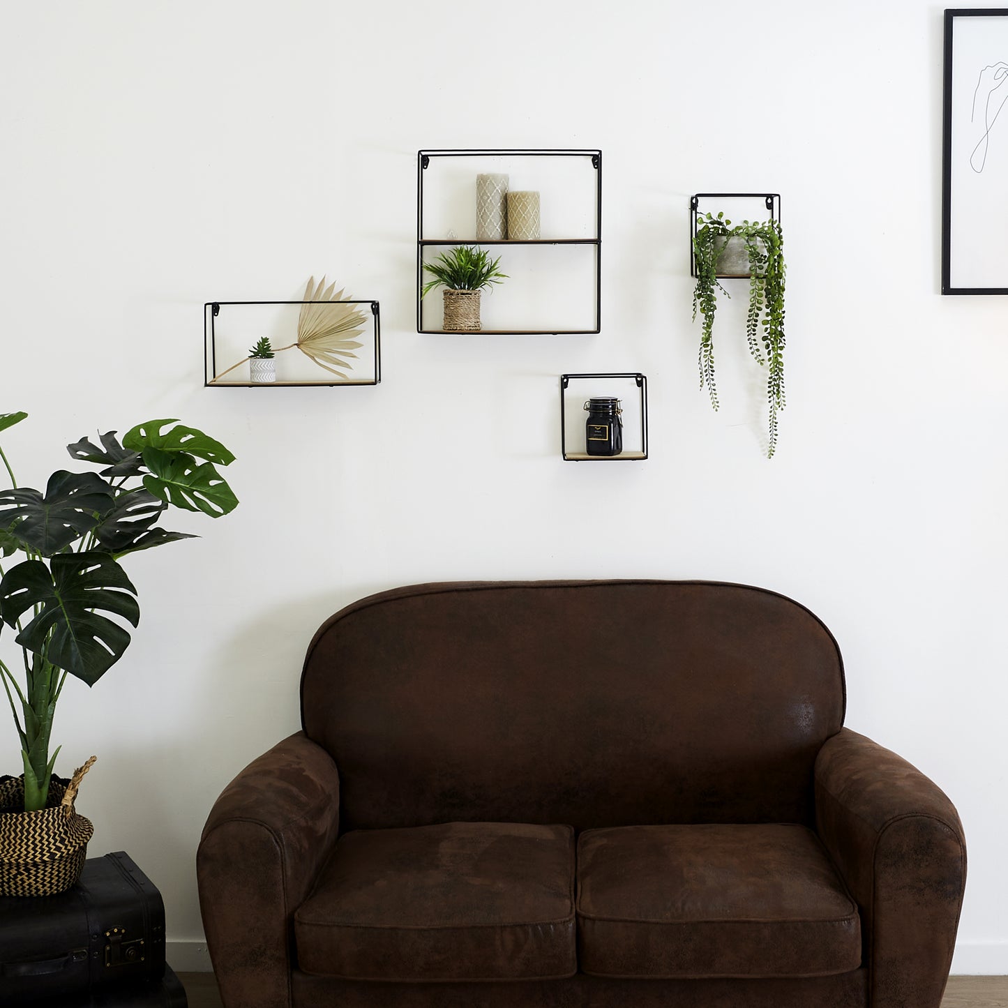 Etagere 4 Pieces Bois Metal 38X38X10Cm