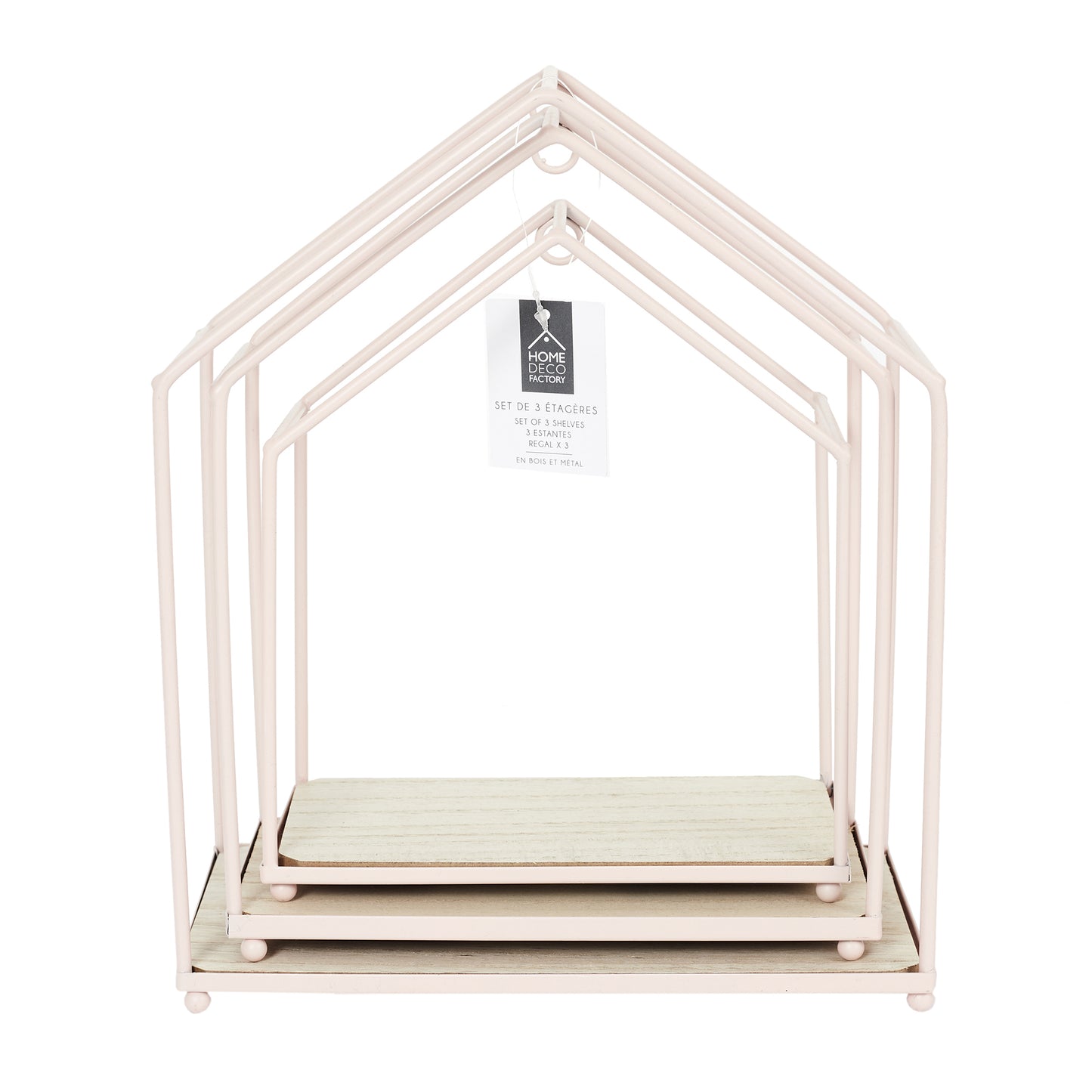 Etagere Maison Filaire Rose X3