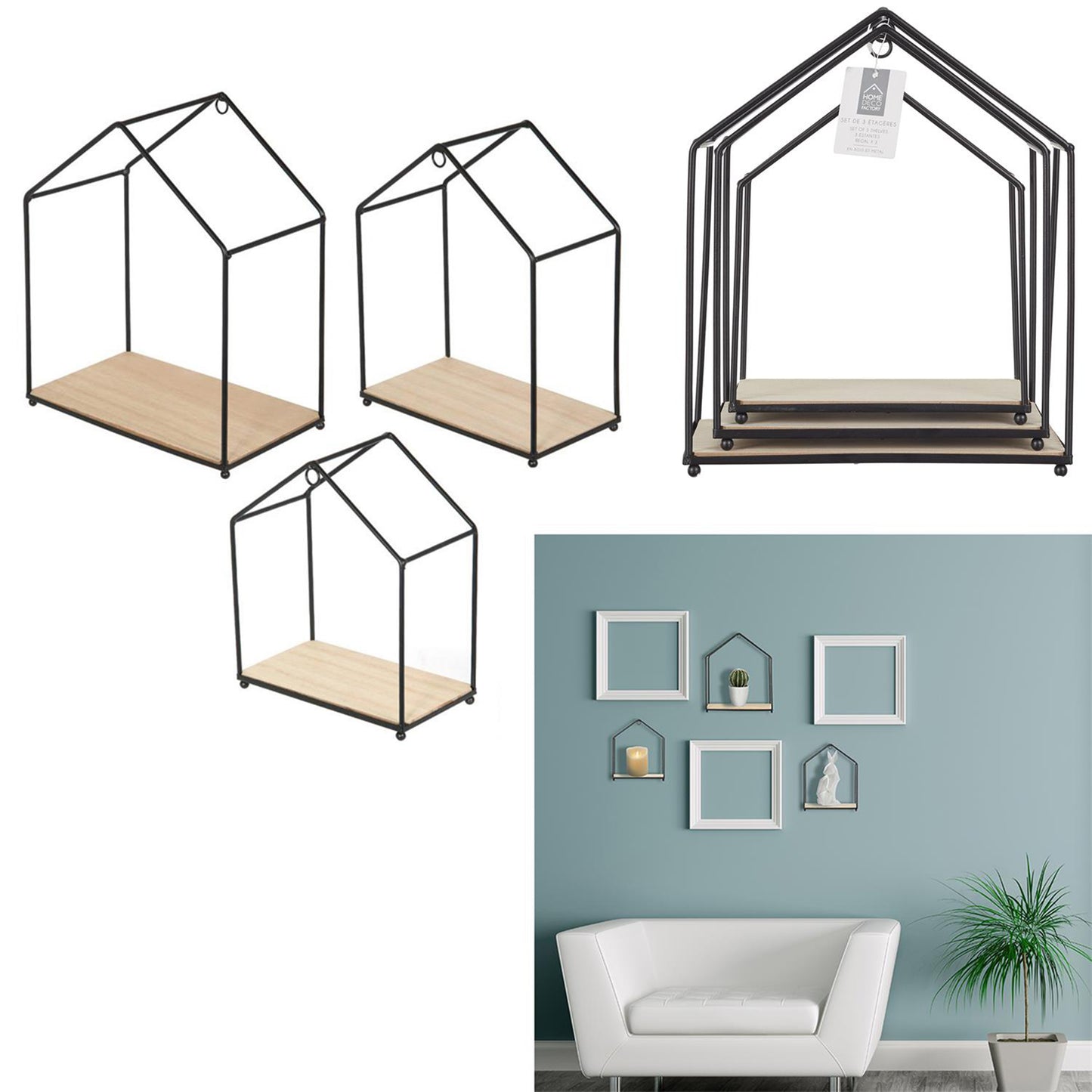 Etagere Maison Filaire X3