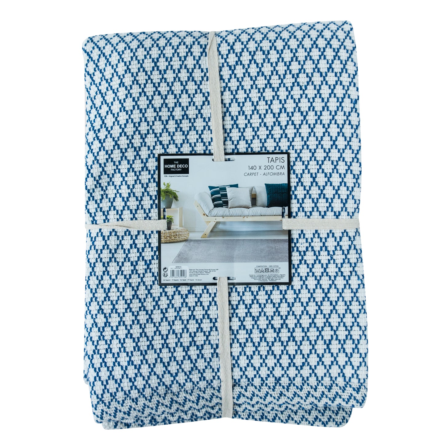 Tapis Losanges Bleu 140X200Cm