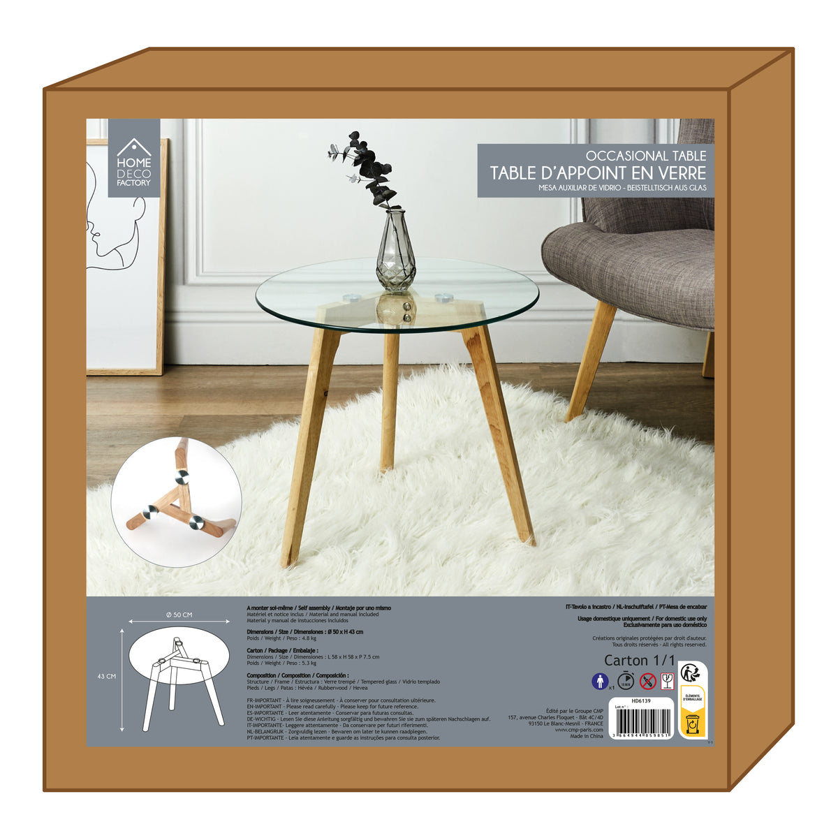 Table Basse En Verre D50Xh43Cm