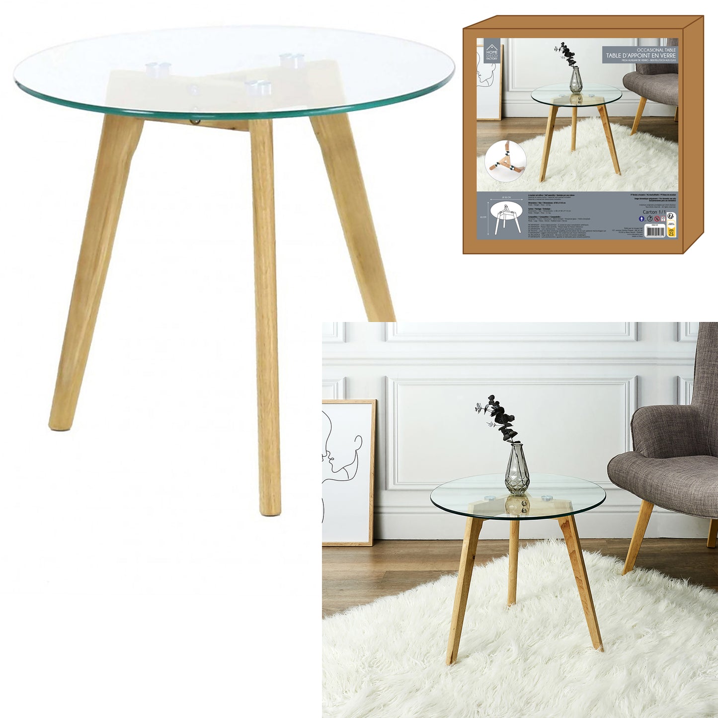 Table Basse En Verre D50Xh43Cm