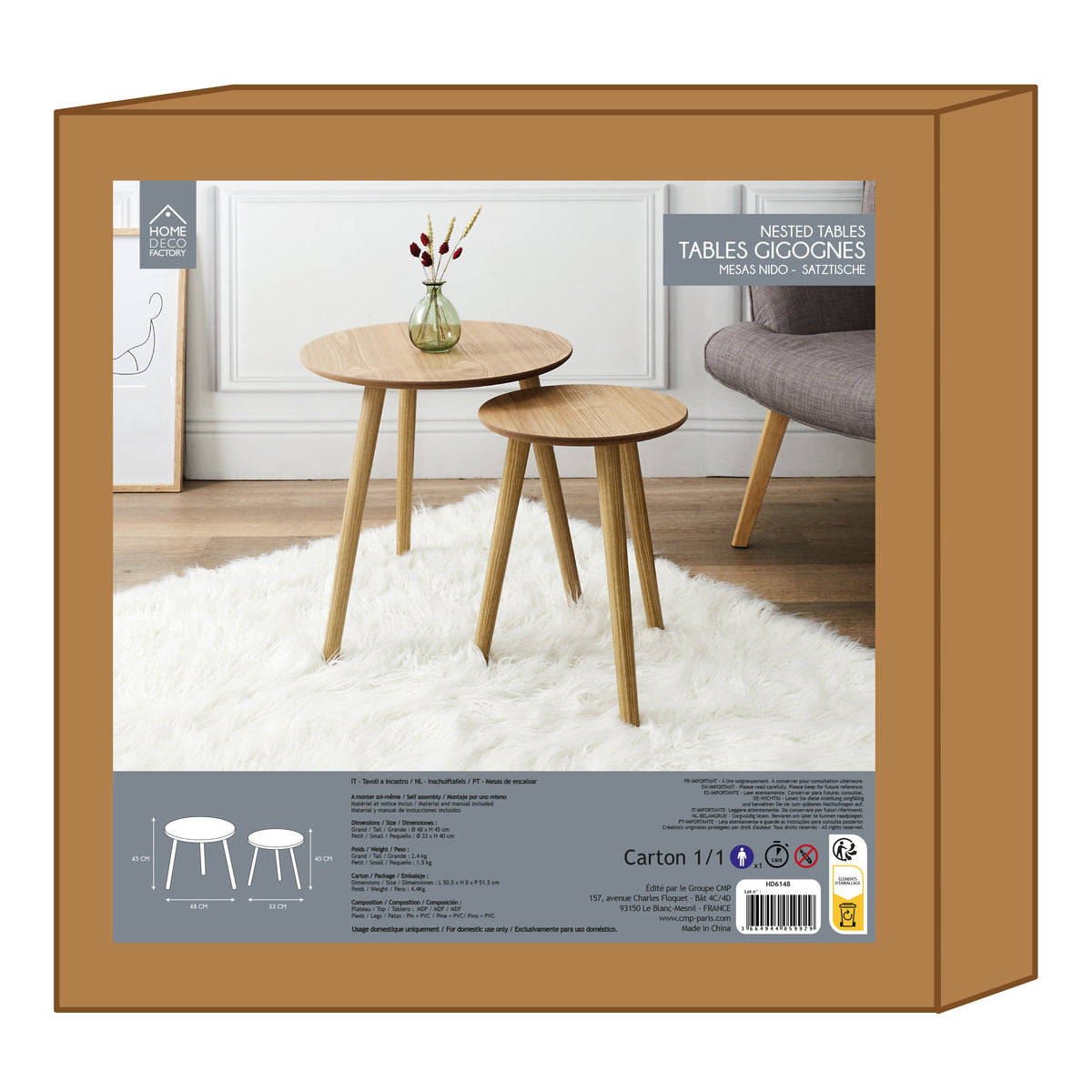 Table Gigogne Bois Ronde X2