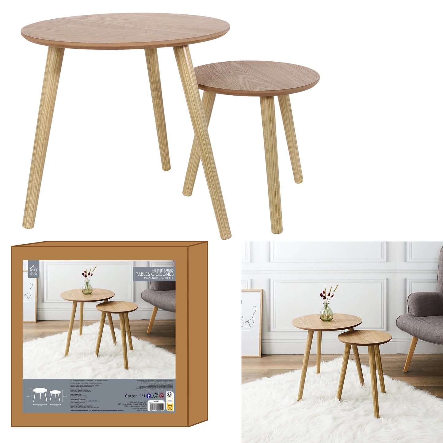 Table Gigogne Bois Ronde X2