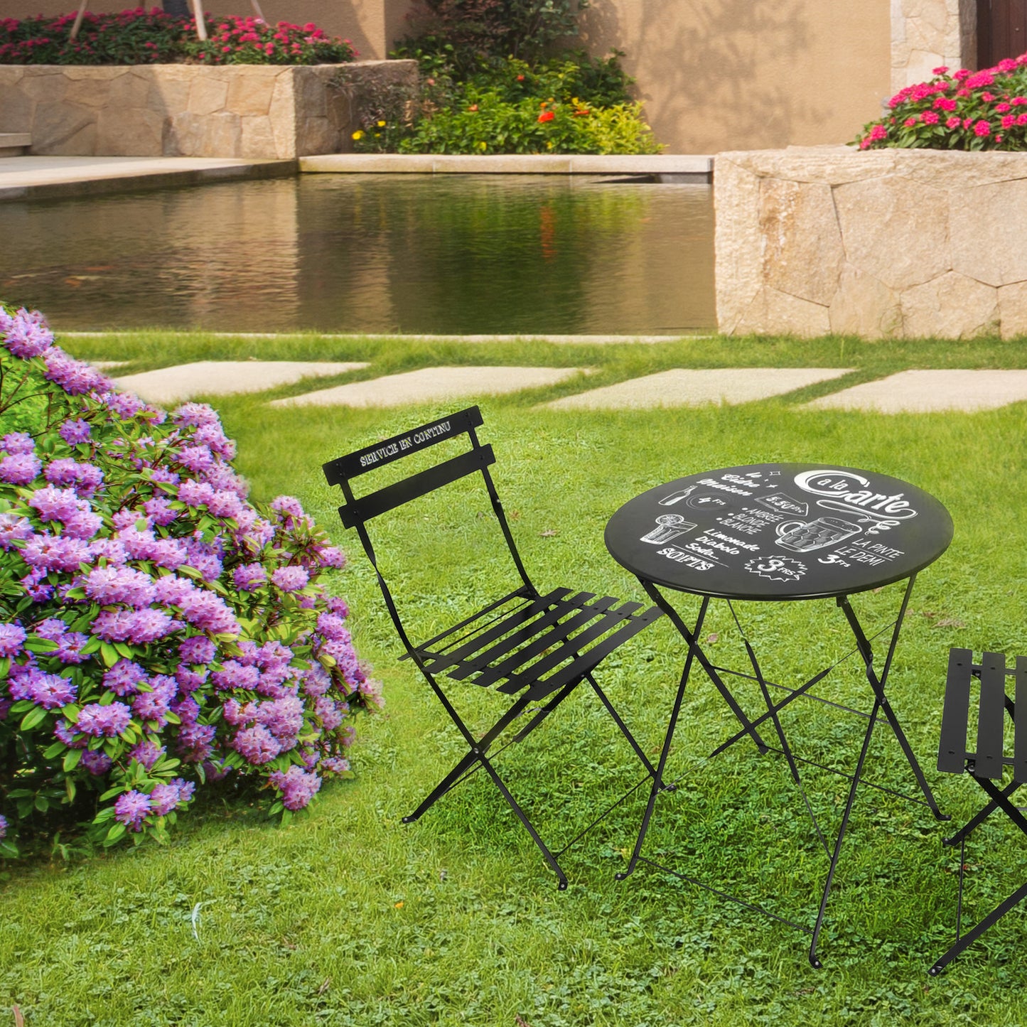 Table De Jardin Et Chaises X2 Noir