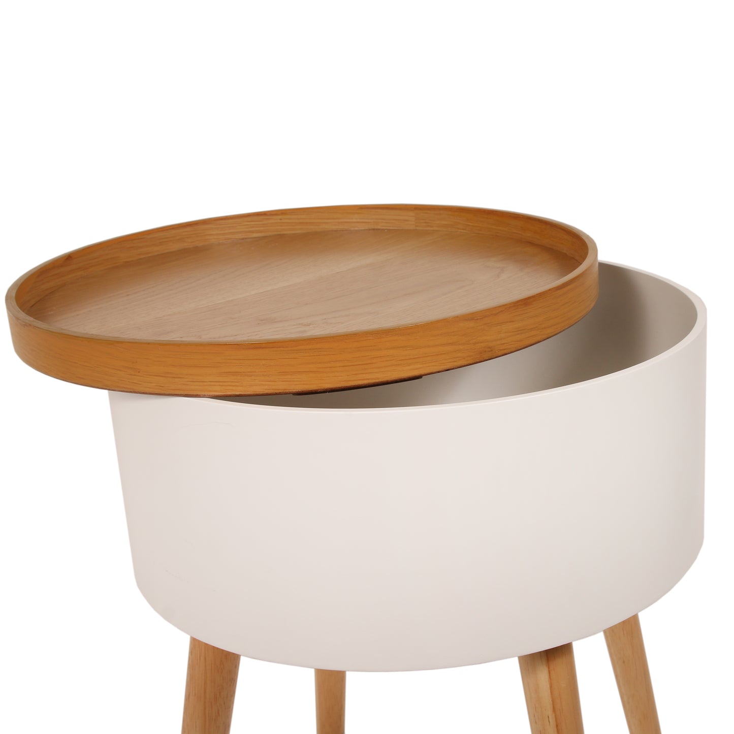 Table D Appoint Coffre Rond Blanc
