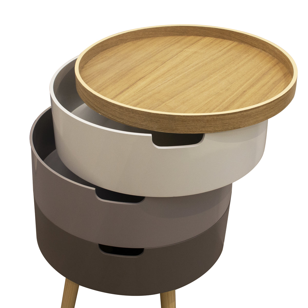 Table De Chevet Coffre 3 Niveaux Gris