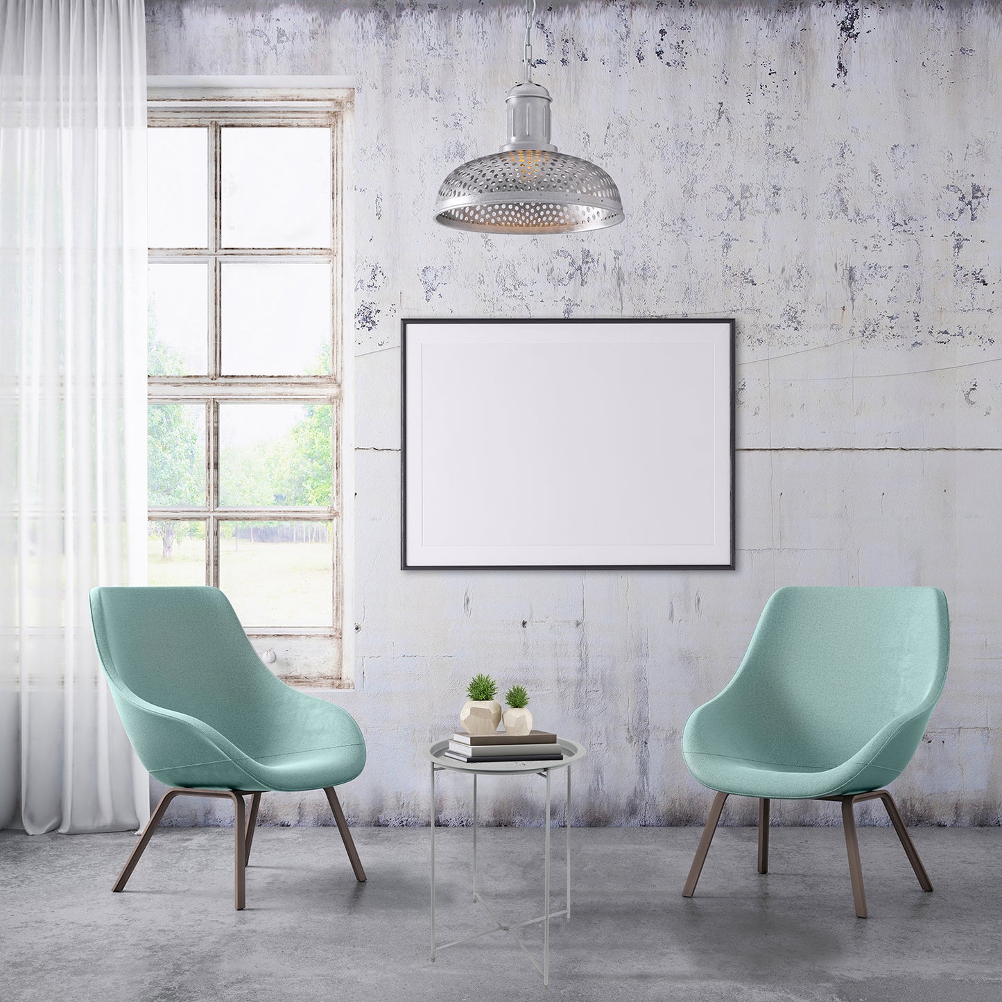Table D Appoint Metal Gris 60X46X46Cm
