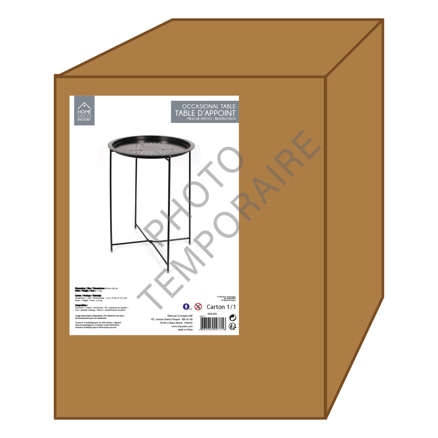 Table D Appoint Metal Noir 60X46X46Cm
