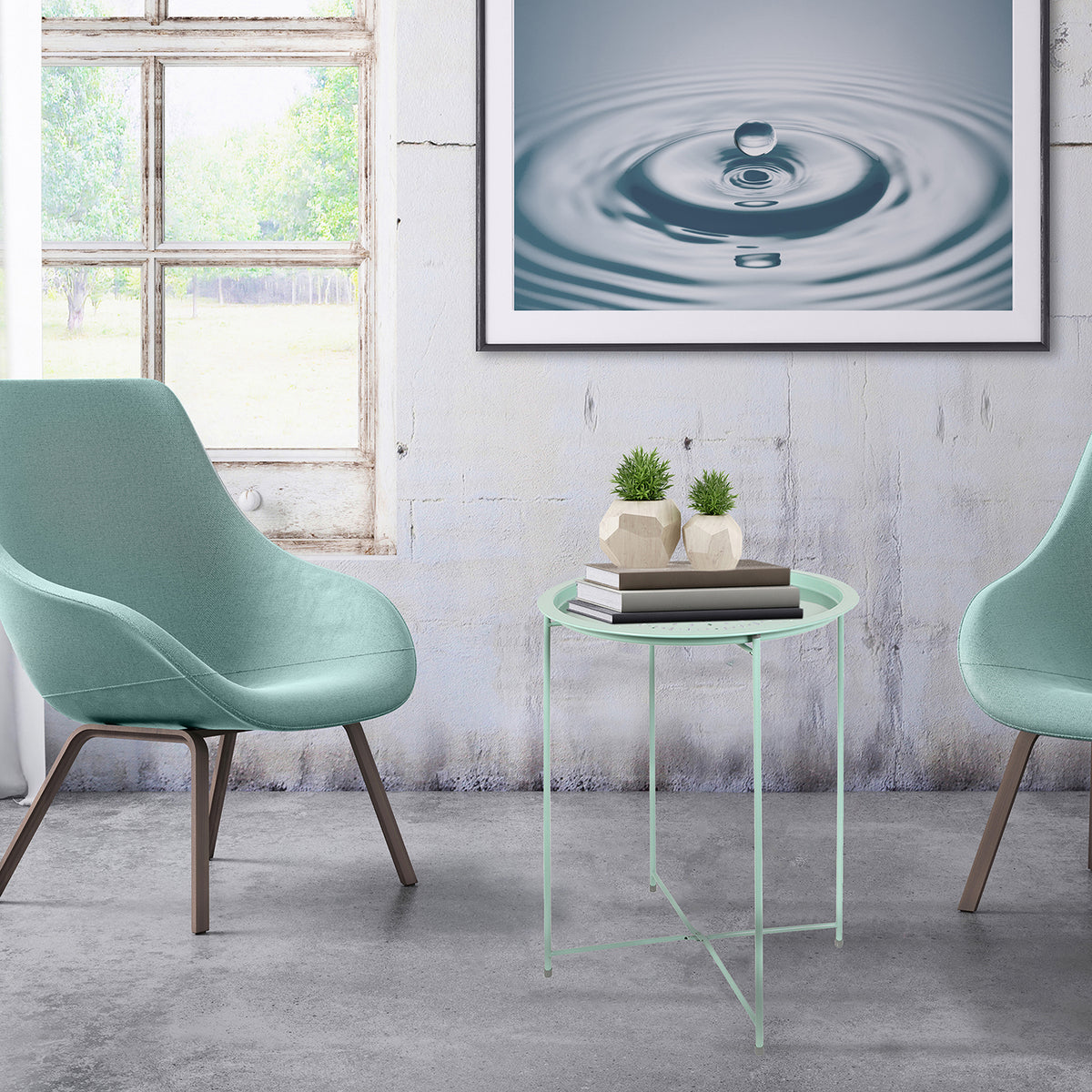 Table D Appoint Metal Vert Deau 60X46X46Cm