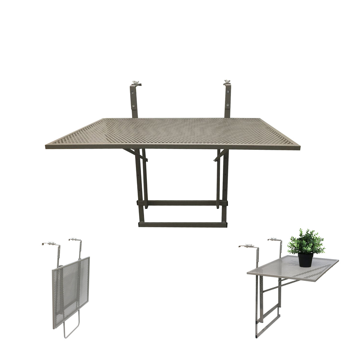 Table De Balcon Pliable Taupe 60.5X40.5X50Cm