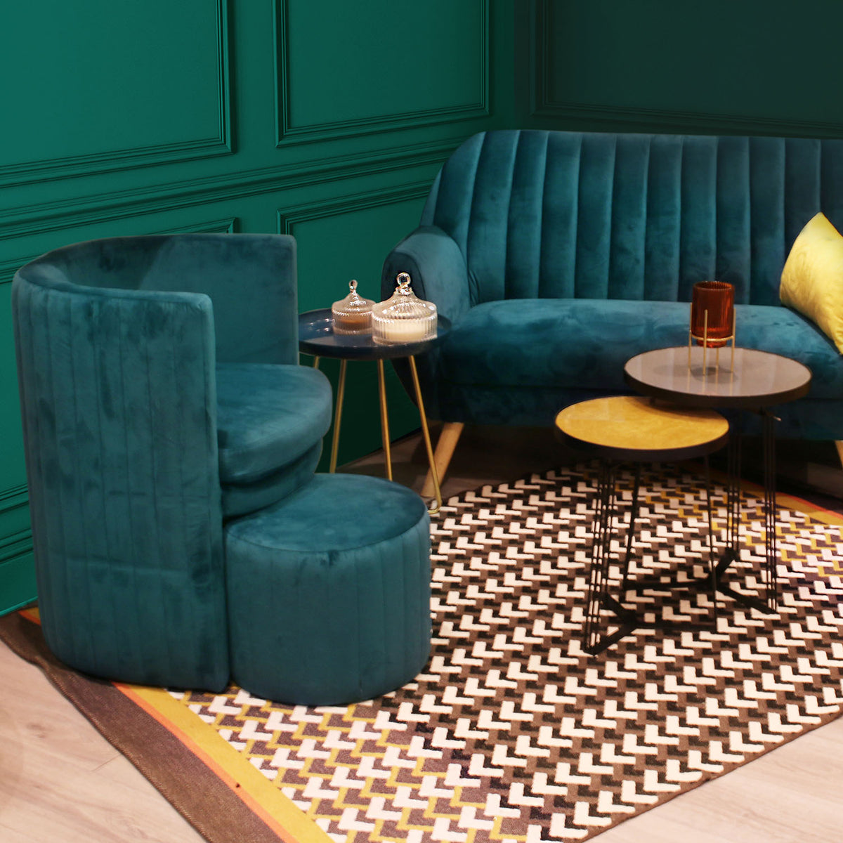 Fauteuil Cabriolet Velours Bleu