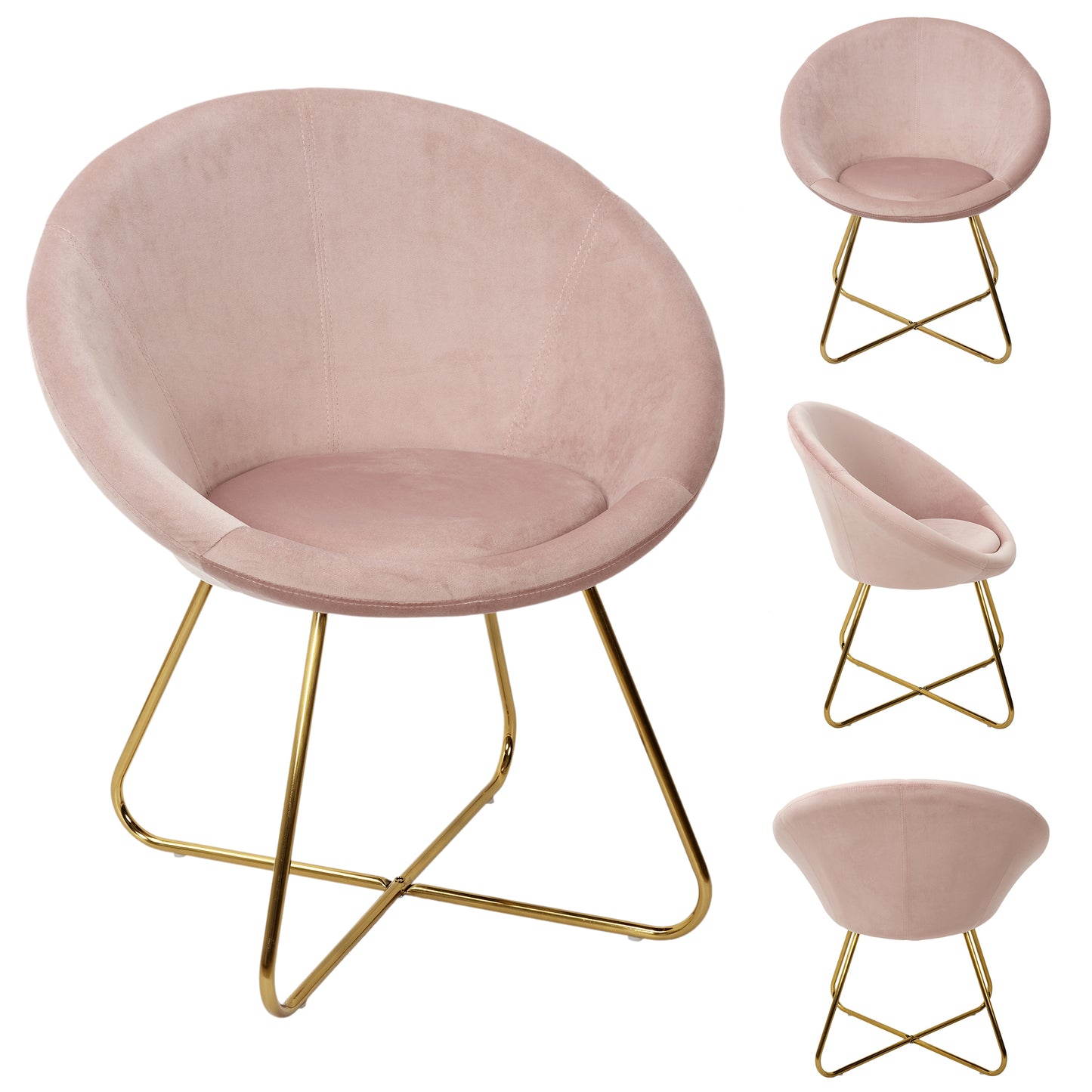 Fauteuil Karl Velours Rose