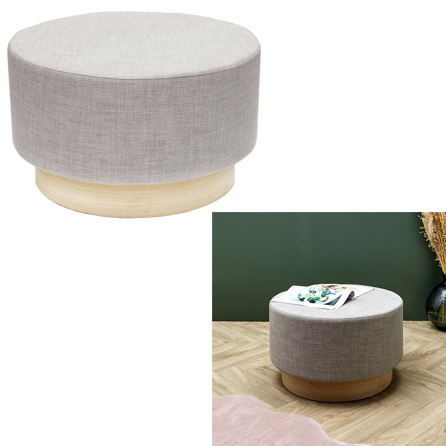Pouf Scandinave Gris Clair 60Cm