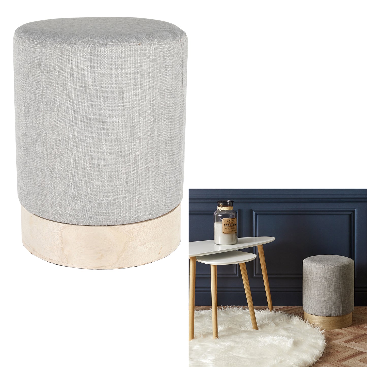 Pouf Scandinave Gris Clair 30Cm