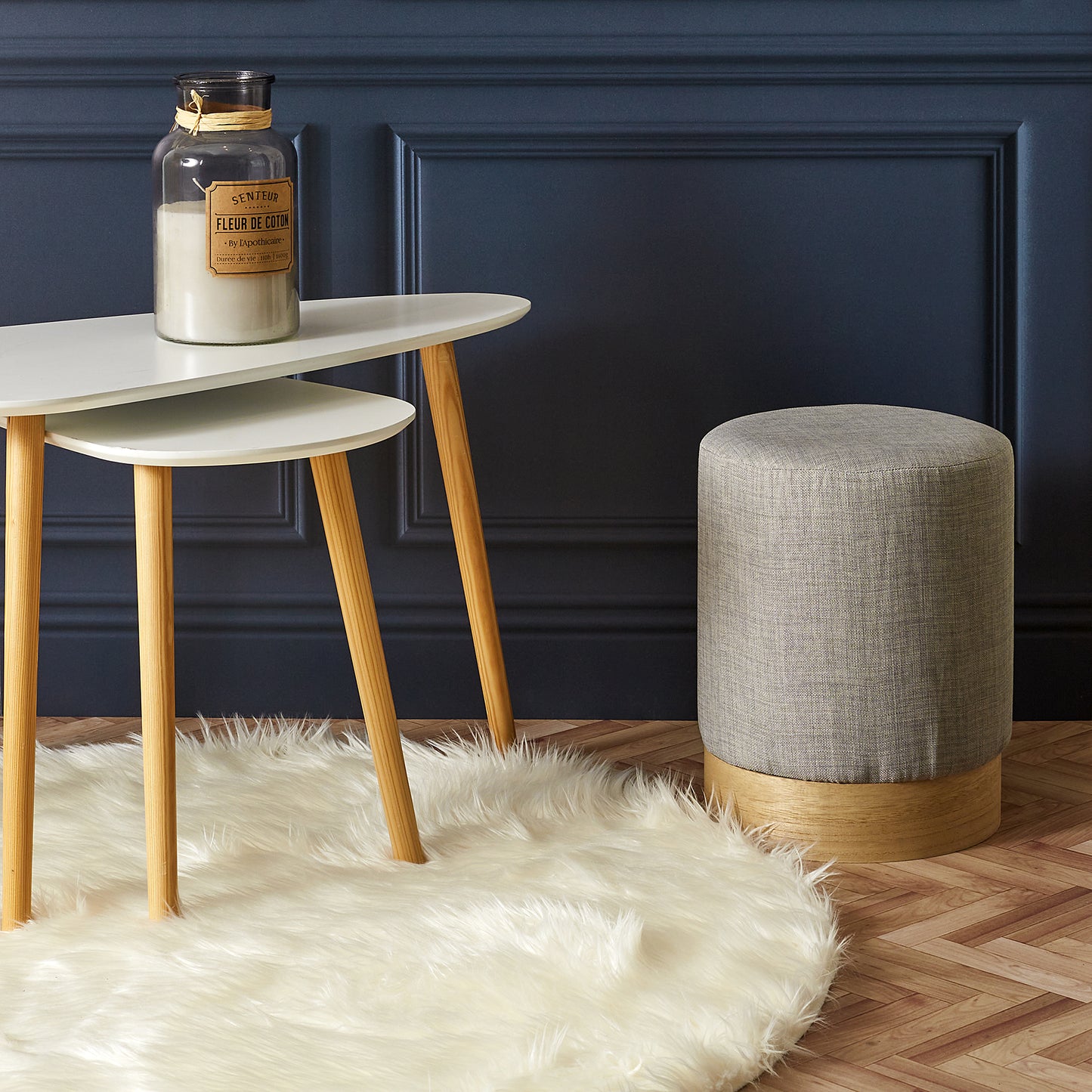 Pouf Scandinave Gris Clair 30Cm