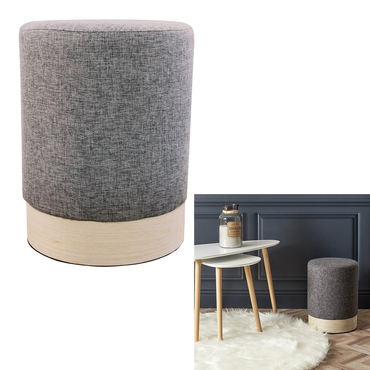 Pouf Scandinave Anthracite 30Cm