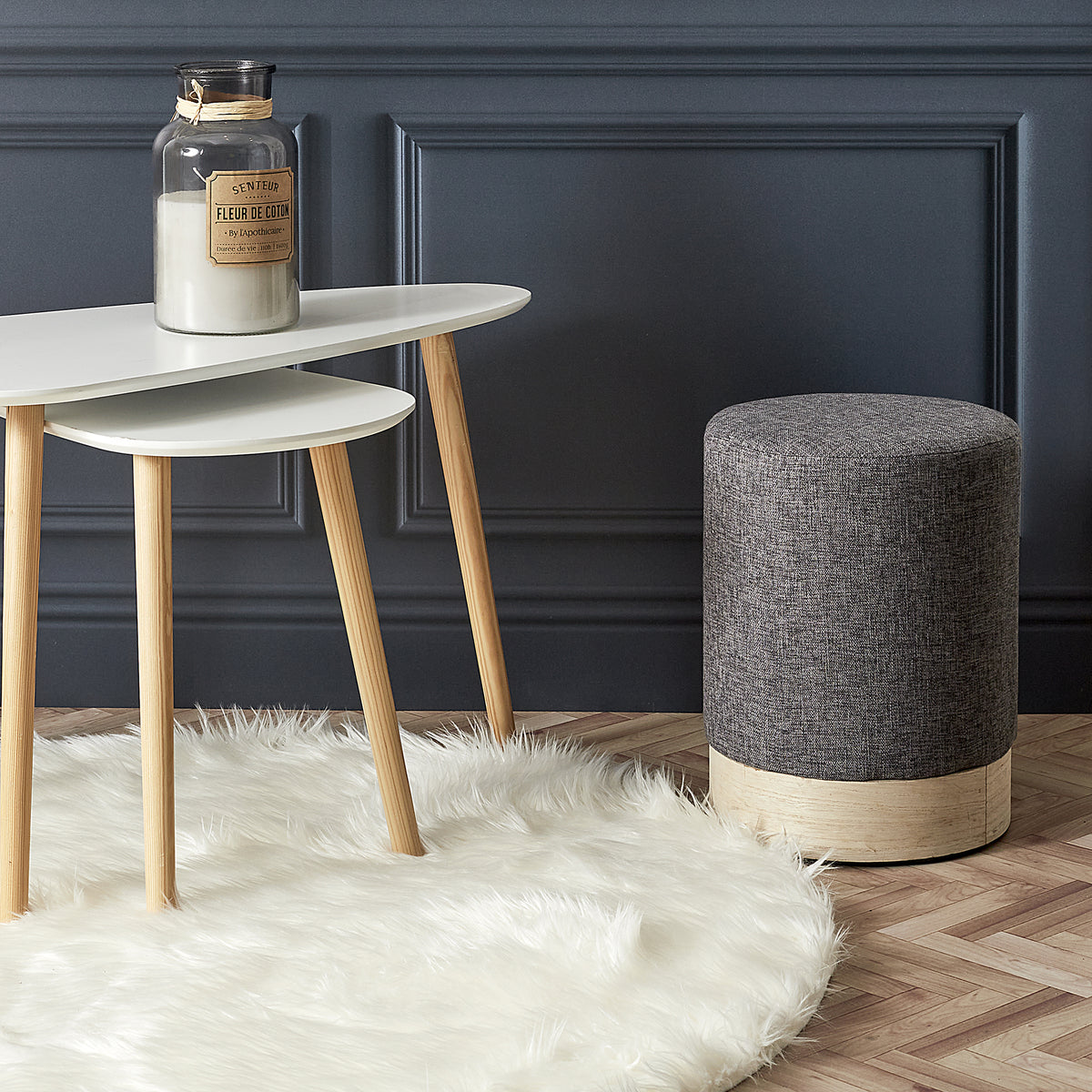 Pouf Scandinave Anthracite 30Cm