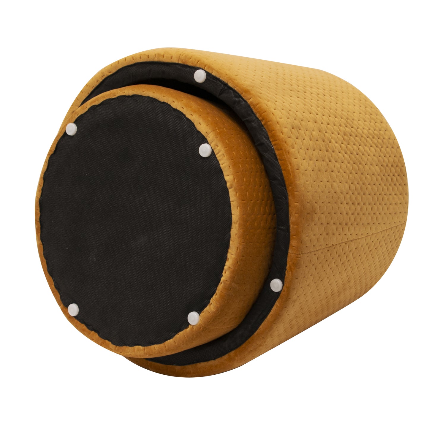 Pouf Gigogne Velours A Motif Ocre X2