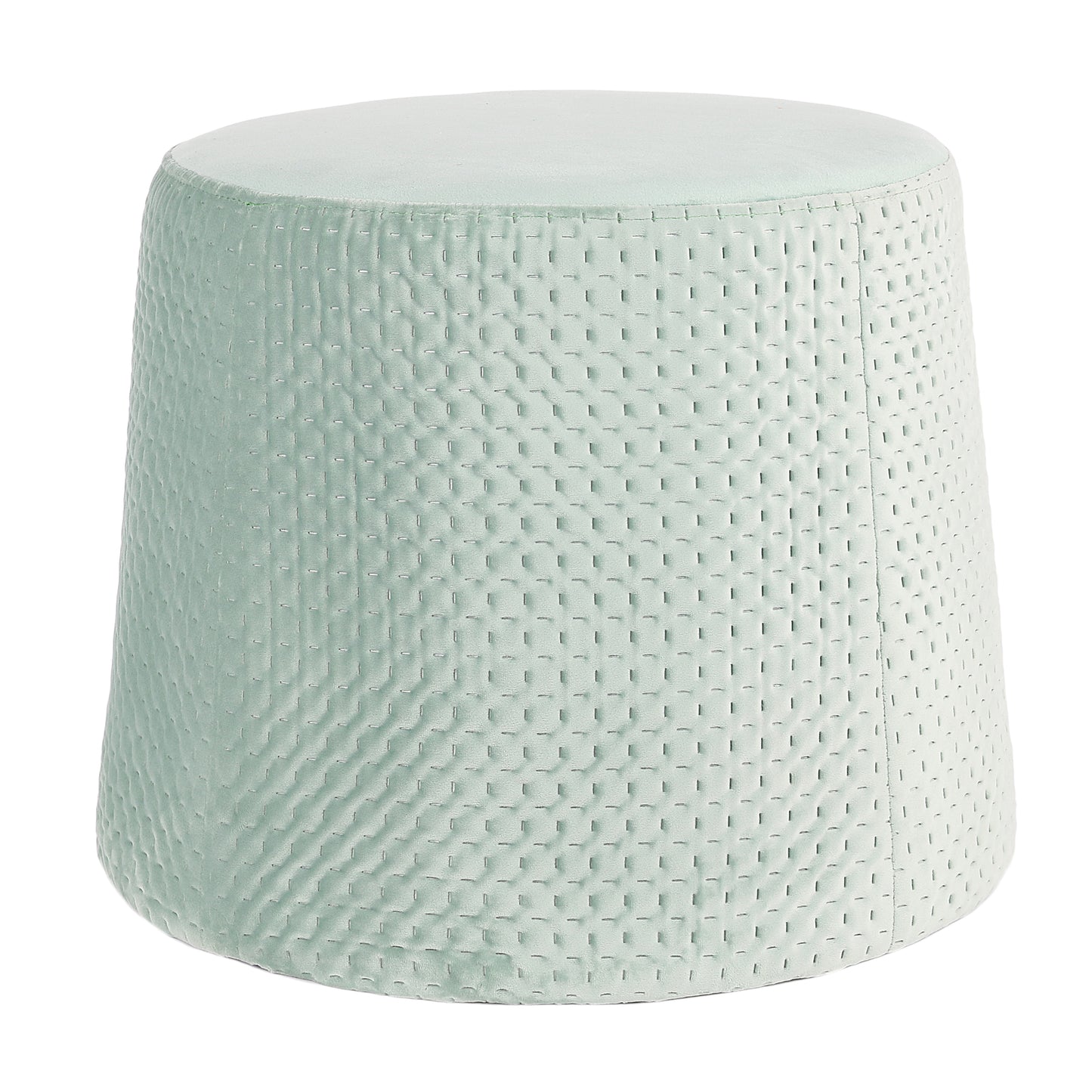 Pouf Gigogne Velours A Motif Vert D Eau X2