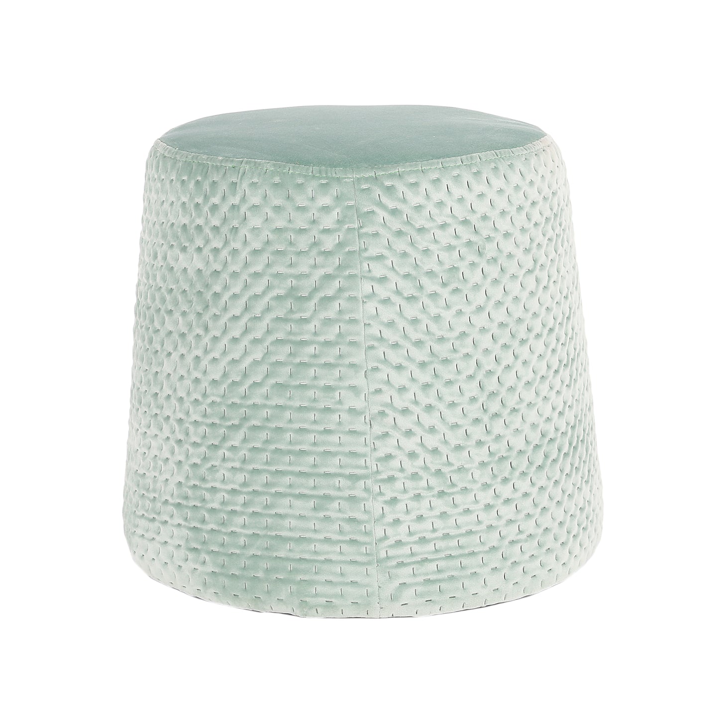 Pouf Gigogne Velours A Motif Vert D Eau X2