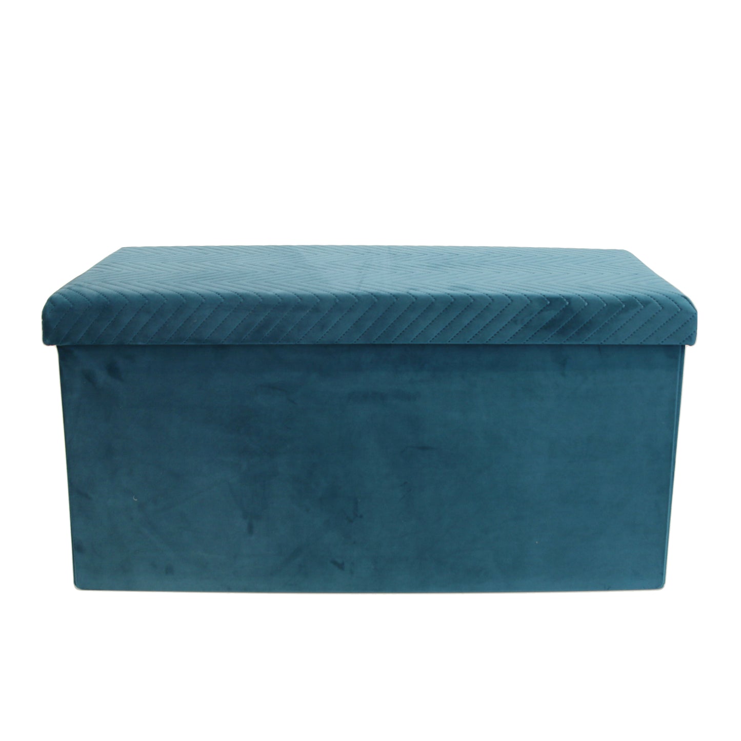 Coffre Banc Pliable Velours A Motif Bleu