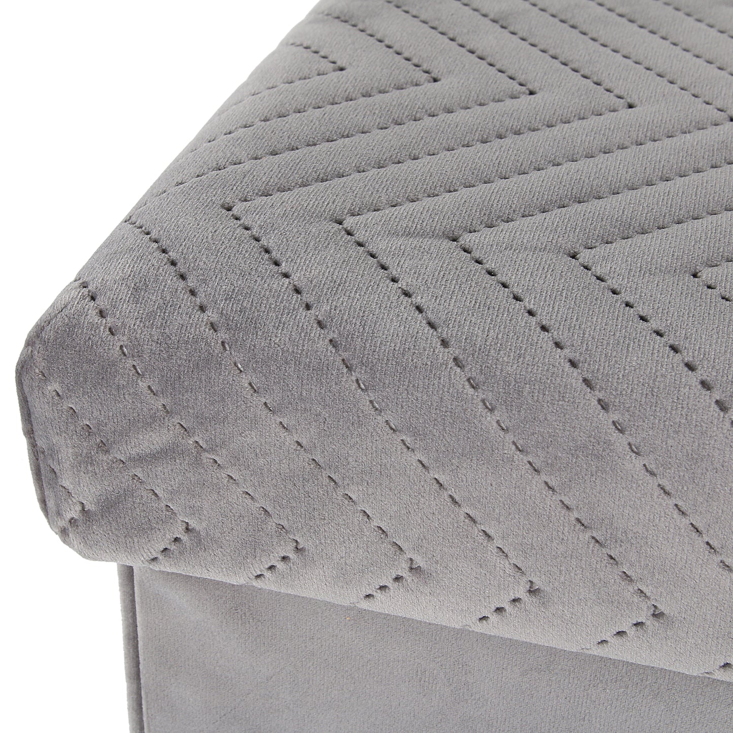 Coffre Banc Pliable Velours A Motif Gris