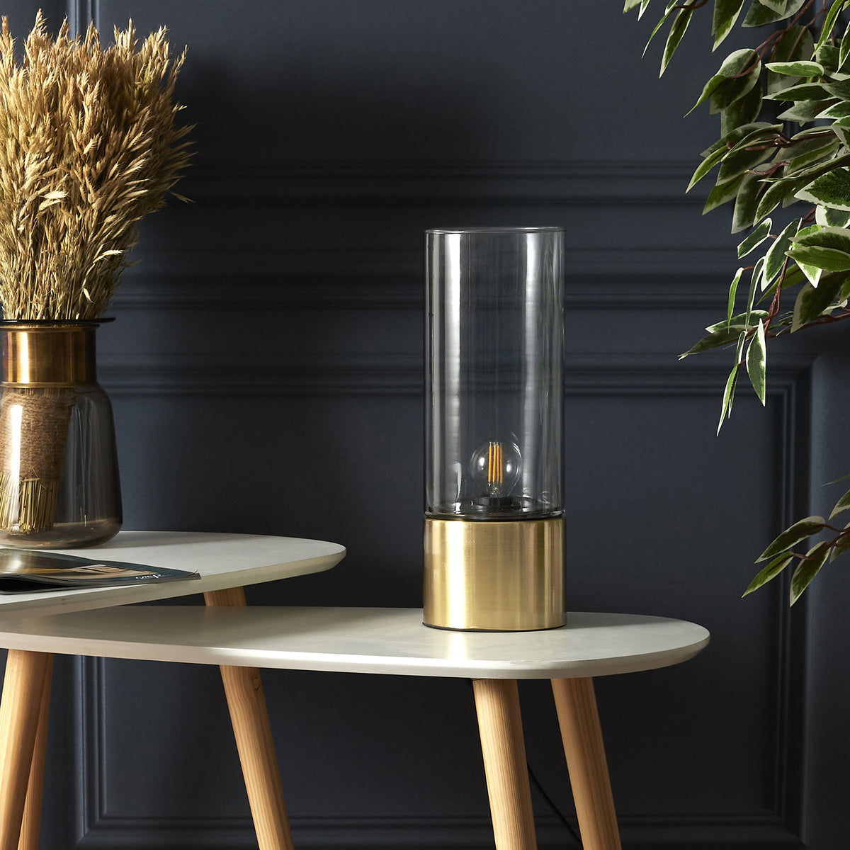 Table Gigogne Bois Galet Blanc X2