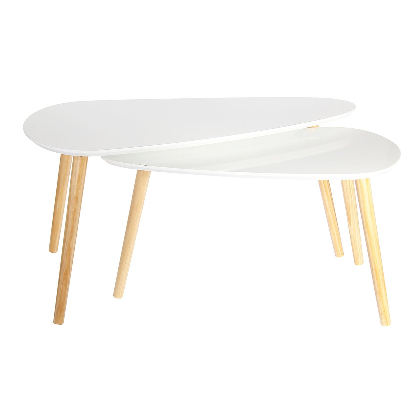 Table Gigogne Bois Galet Blanc X2