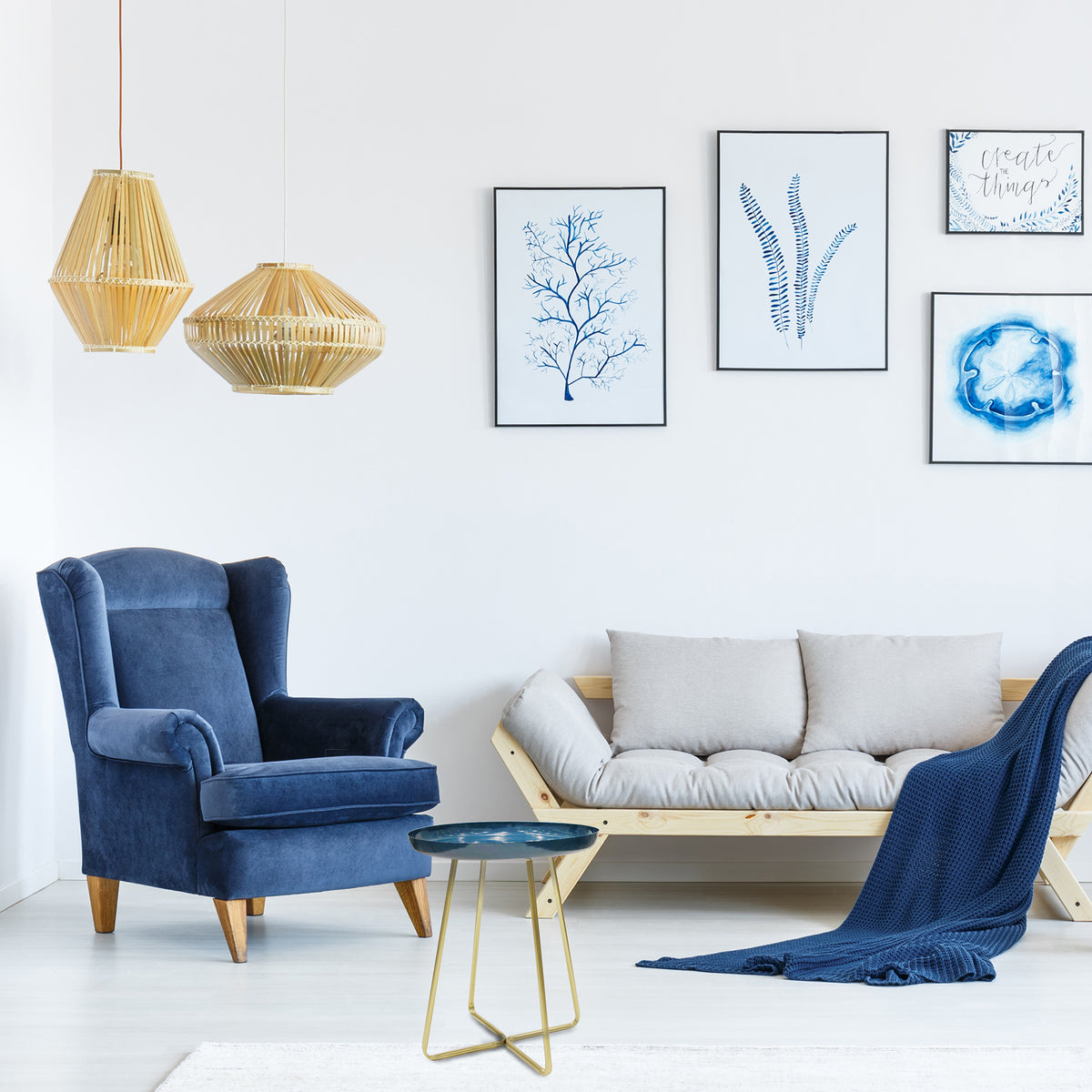 Table D Appoint Plateau Rond Glossy Bleu