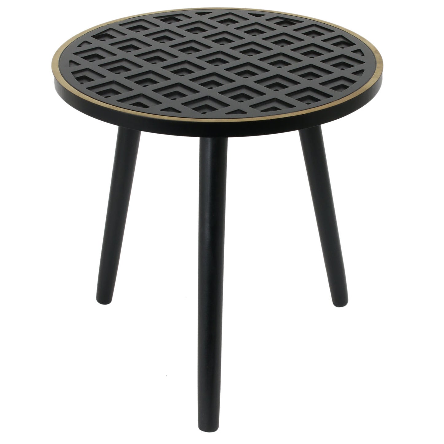 Table D Appoint Bois A Motif Noir Lisere Dore