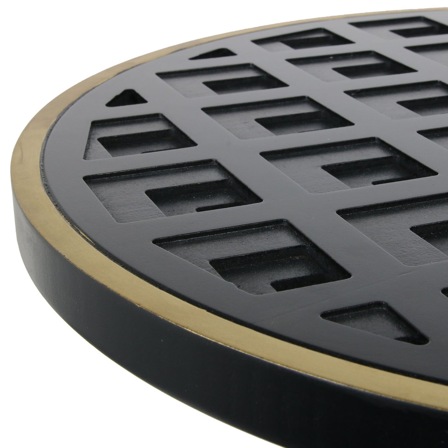 Table D Appoint Bois A Motif Noir Lisere Dore