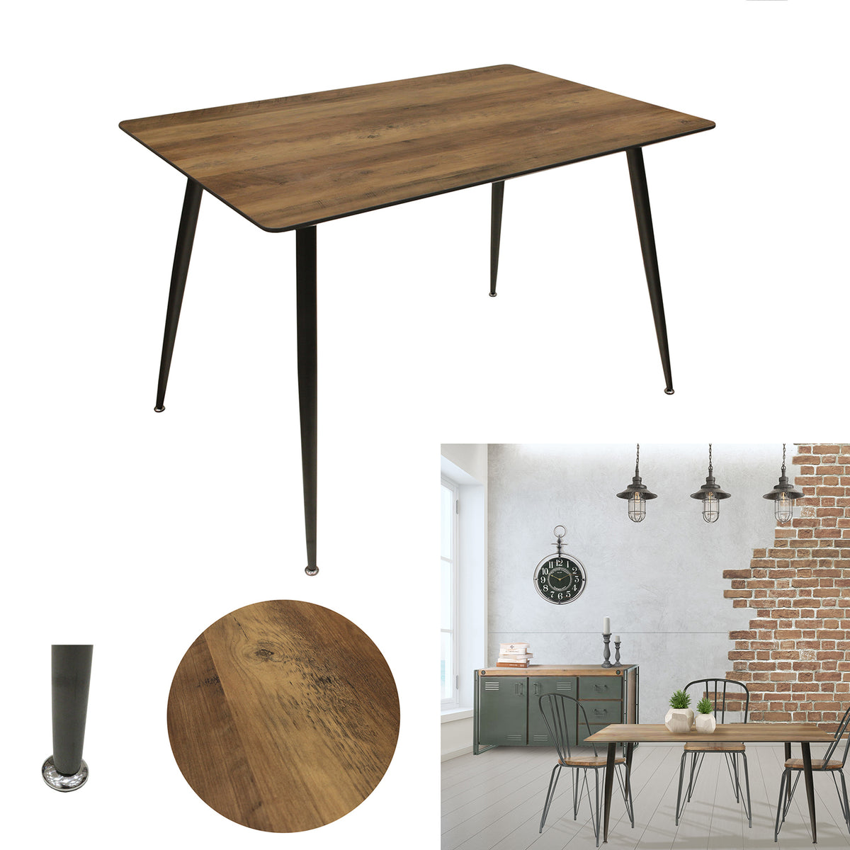 Table De Repas Imitation Bois 115X75X75Cm