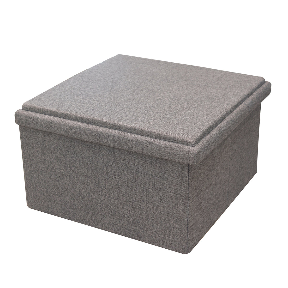Coffre Pouf Pliable Table Tissu Gris 76X76Cm