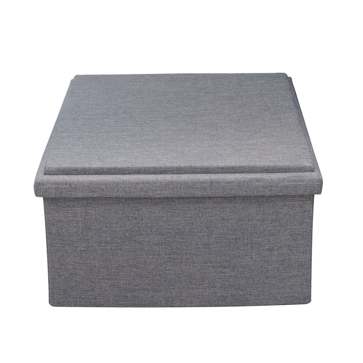 Coffre Pouf Pliable Table Tissu Gris 76X76Cm
