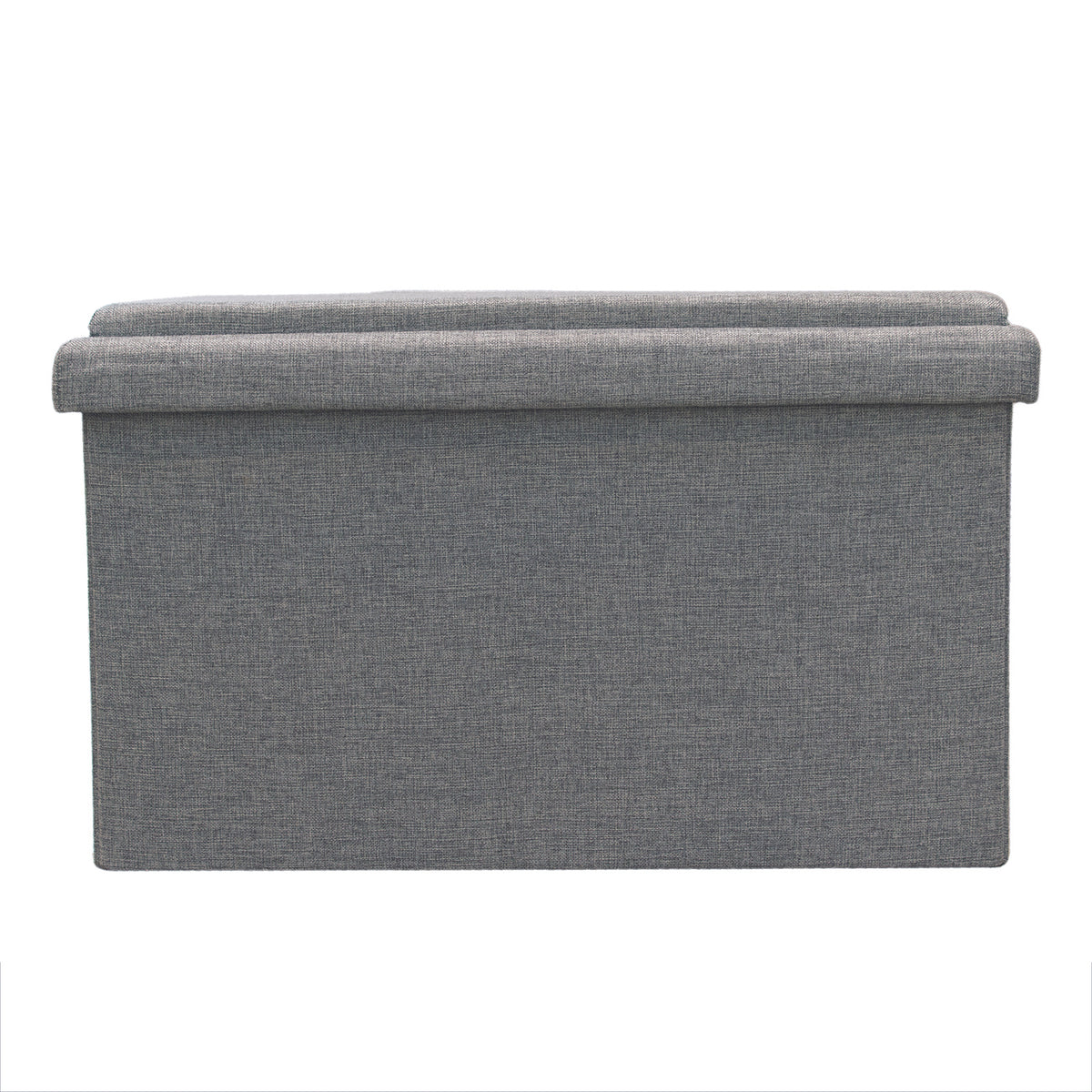 Coffre Pouf Pliable Table Tissu Gris 76X76Cm