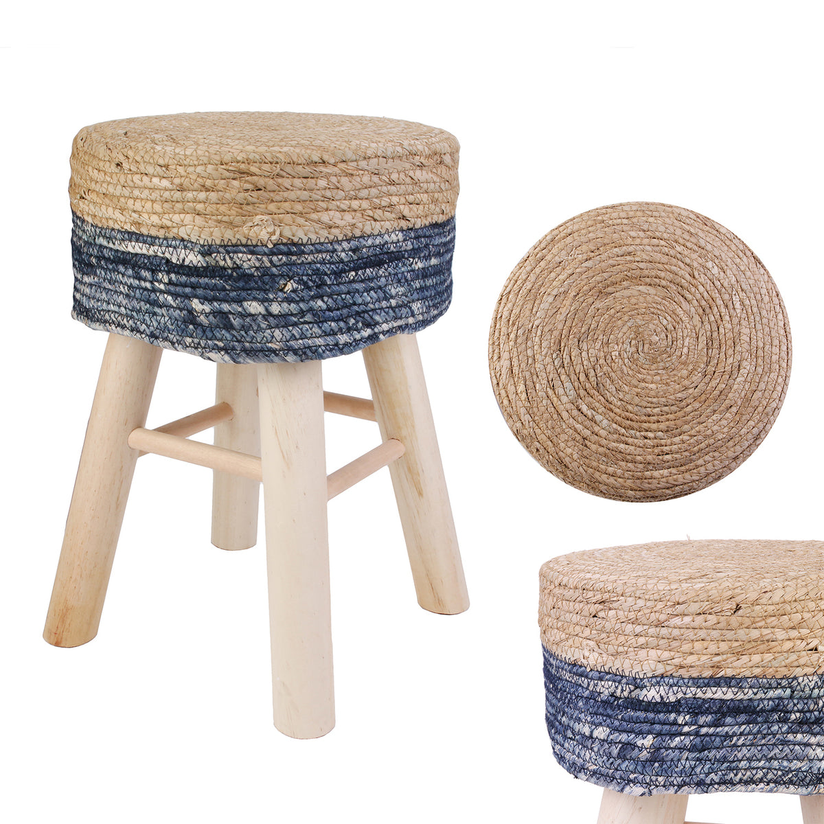 Tabouret Tresse Bleu